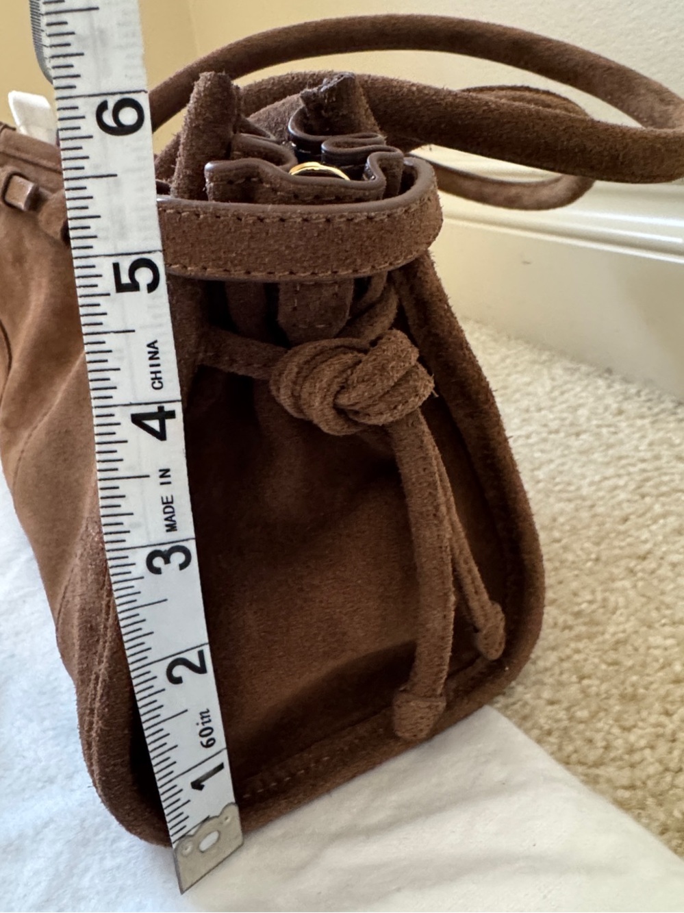 Designer Inspired Suede Handbag - Picture 4 of 5